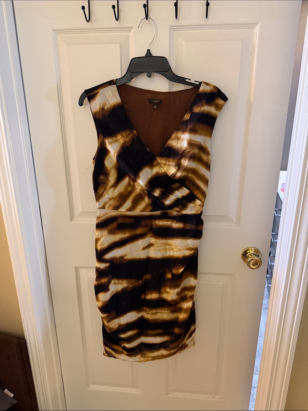 Ann Taylor Brown & Black Tie-Dye Sheath Dress